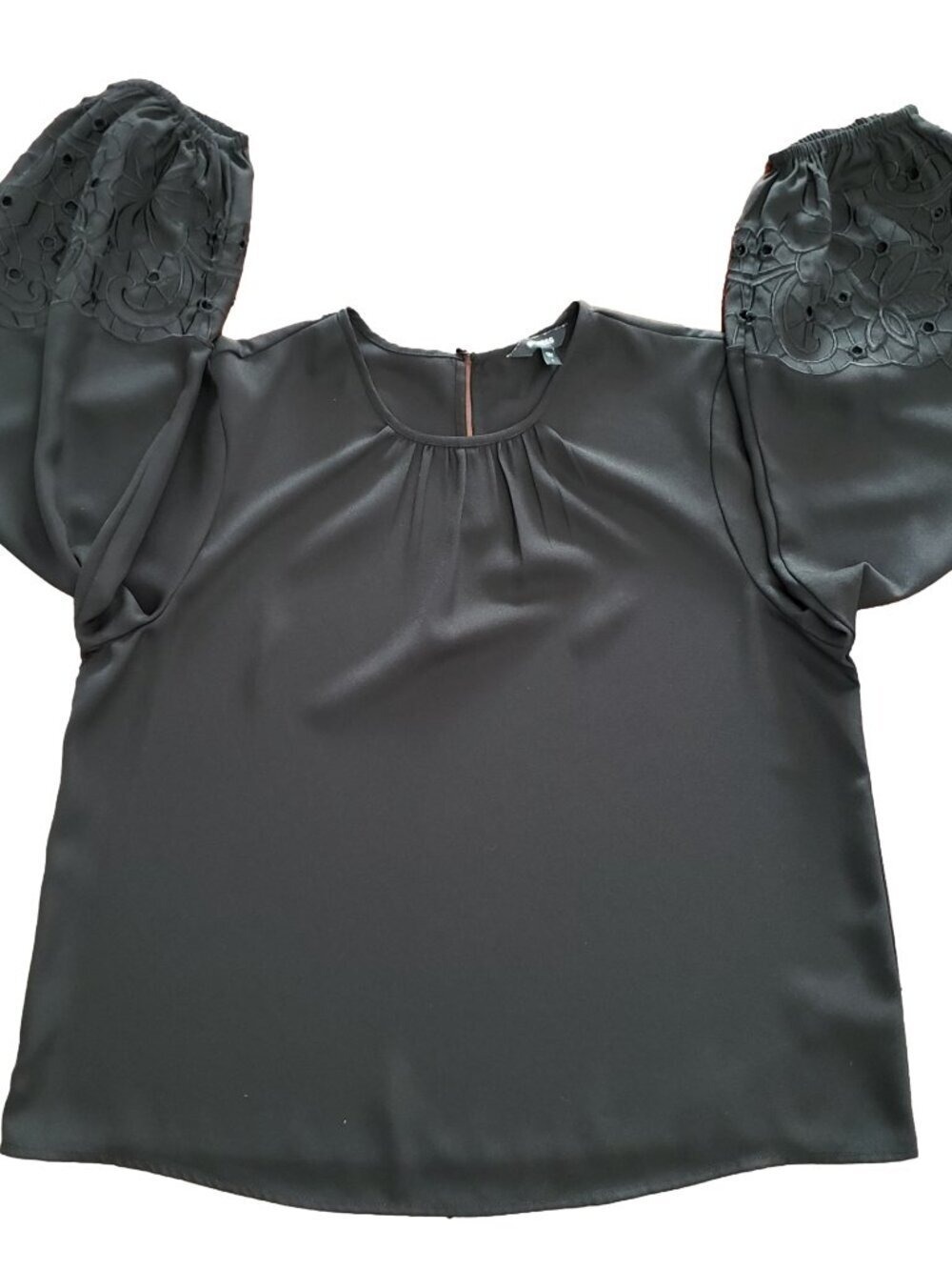 Express Black Embroidered Sleeve Blouse Size L Balloon Sleeve Top